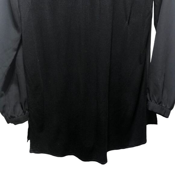 DR2 Daniel Rainn Roll Tab Pleated Tunic V-Neck Blouse Black Size Small - Picture 6 of 14